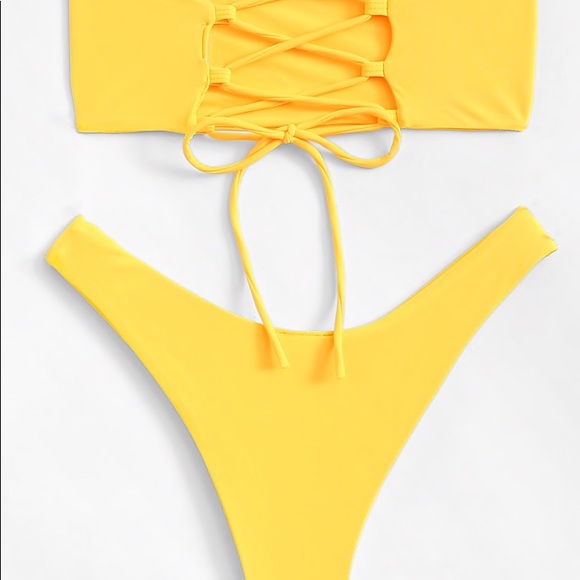 yellow two piece swimsuit